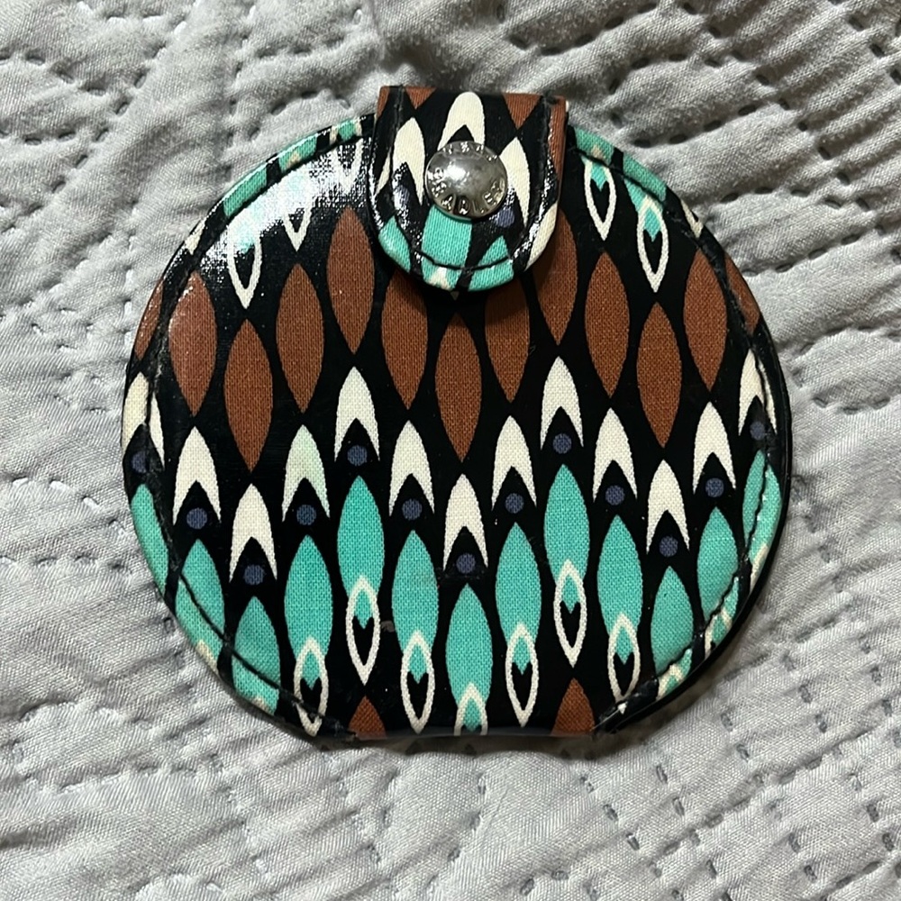 Vera Bradley Brown Teal Print Pocket Mirror